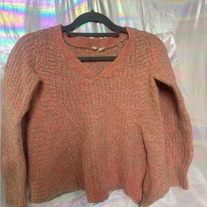 Anthropologie Moth Wool Blend Knit Sweater | Pink Orange Beige | Size M